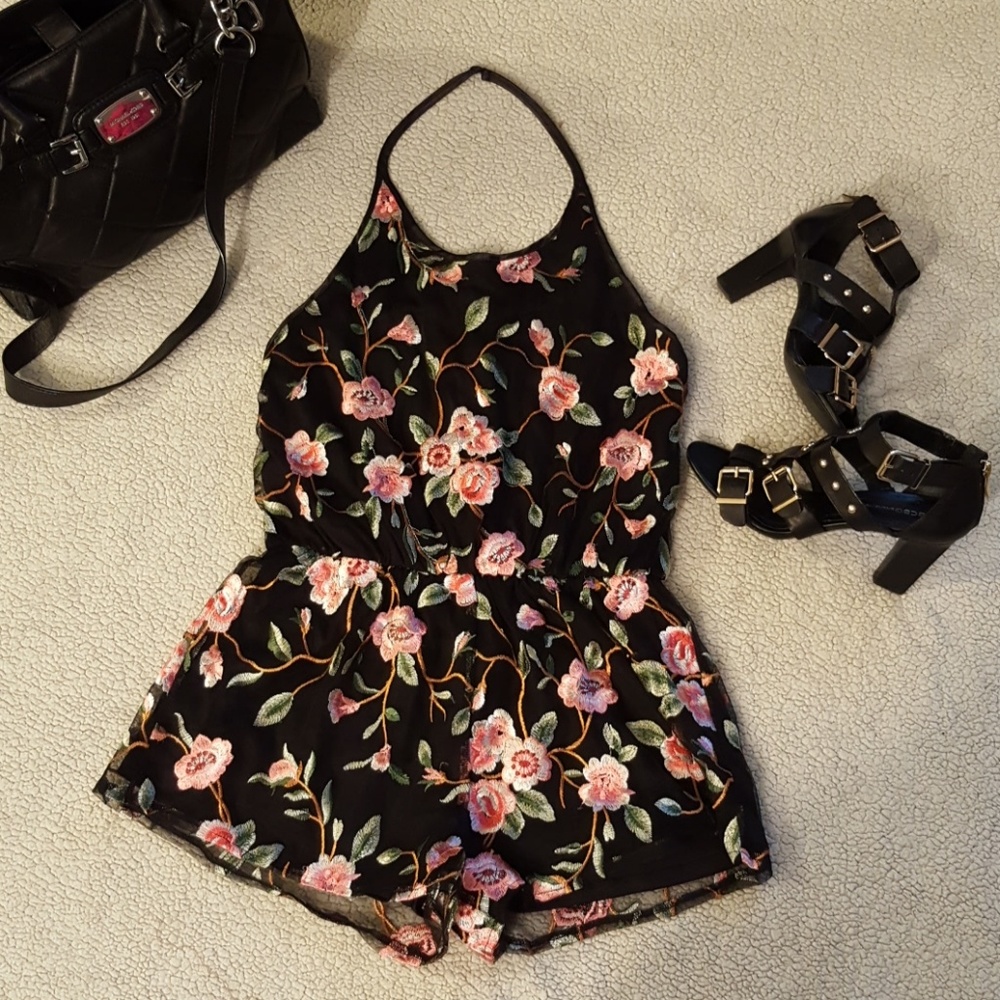 Fashion Nova shorts halter top romper
